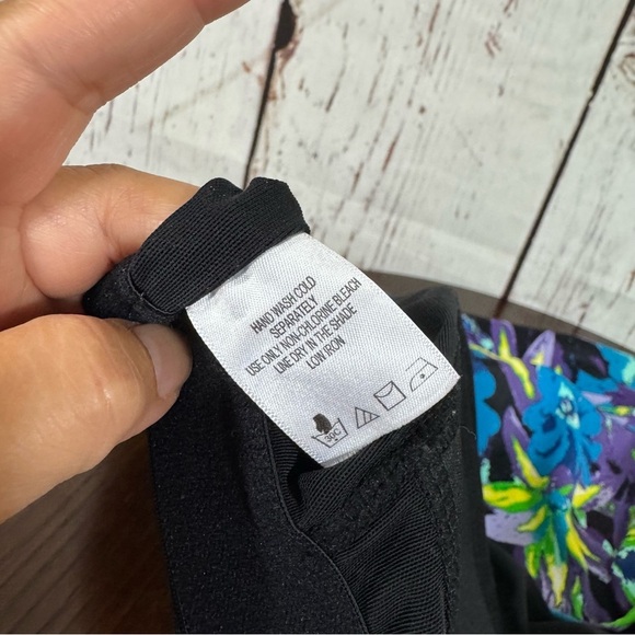 Roaman's Blue and Green Floral Swim Suit Tank Top - Picture 9 of 10